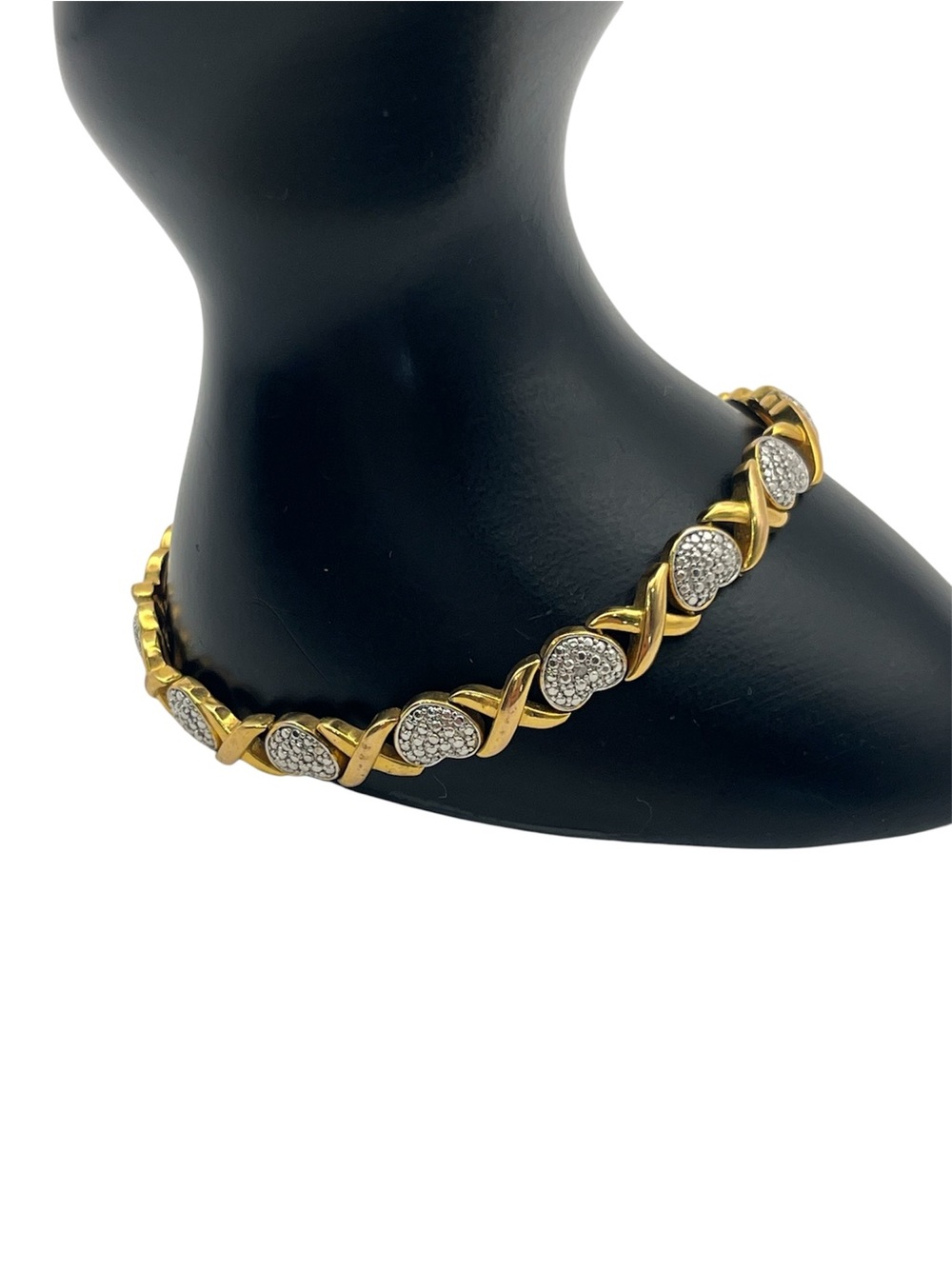 XOXO hugs kissed heart gold & silver tone tennis bracelet